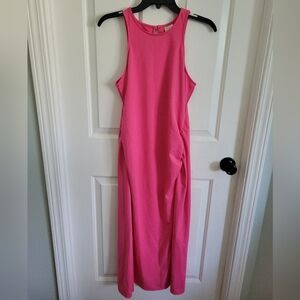 A New Day Women's Pink Sleeveless Ruched Ponte Maxi Slit Dress Size Medium